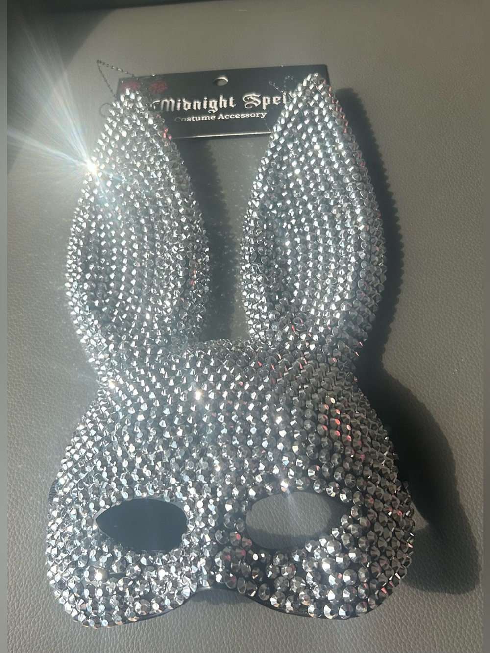 Silver Crystal Bunny Mask - Costume Accessory